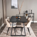 Rozšiřitelný Inca - černý top / černé nohy + sametová jídelní židle - béžová / černá_4