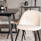 Rozšiřitelný Inca - černý top / černé nohy + sametová jídelní židle - béžová / černá_4