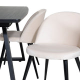 Rozšiřitelný Inca - černý top / černé nohy + sametová jídelní židle - béžová / černá_4