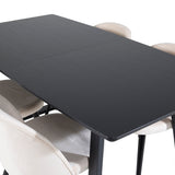 Rozšiřitelný Inca - černý top / černé nohy + sametová jídelní židle - béžová / černá_4