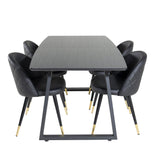 Inca Extentiontable - Černá top / černá Nohy+Velvet Jídelní židle w. Stiches - PU - Black / Black_4