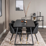 Inca Extentiontable - Černá top / černá Nohy+Velvet Jídelní židle w. Stiches - PU - Black / Black_4