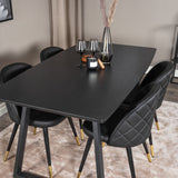 Inca Extentiontable - Černá top / černá Nohy+Velvet Jídelní židle w. Stiches - PU - Black / Black_4