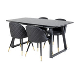Inca Extentiontable - Černá top / černá Nohy+Velvet Jídelní židle w. Stiches - PU - Black / Black_4