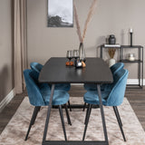 Inca Extentiontable - Černá deska / černá Nohy+Velvet Jídelní židle - Modrá / Černá_4