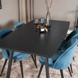 Inca Extentiontable - Černá deska / černá Nohy+Velvet Jídelní židle - Modrá / Černá_4