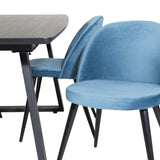 Inca Extentiontable - Černá deska / černá Nohy+Velvet Jídelní židle - Modrá / Černá_4