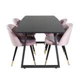 Rozšiřitelný Inca - černý top / černé nohy + sametová jídelní židle mosaz - růžová / černá_4