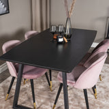 Rozšiřitelný Inca - černý top / černé nohy + sametová jídelní židle mosaz - růžová / černá_4