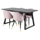 Rozšiřitelný Inca - černý top / černé nohy + sametová jídelní židle mosaz - růžová / černá_4