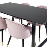 Rozšiřitelný Inca - černý top / černé nohy + sametová jídelní židle mosaz - růžová / černá_4