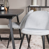 Rozšiřitelný Inca - černý top / černé nohy + sametová jídelní židle manšestr - světle šedá / černá_4