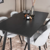 Rozšiřitelný Inca - černý top / černé nohy + sametová jídelní židle manšestr - světle šedá / černá_4