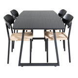 Inca Extentiontable - Černá horní deska / černé nohy + Jídelní židle Polly - Černá / Nature _4