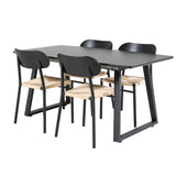 Inca Extentiontable - Černá horní deska / černé nohy + Jídelní židle Polly - Černá / Nature _4