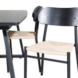 Inca Extentiontable - Černá horní deska / černé nohy + Jídelní židle Polly - Černá / Nature _4