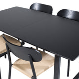 Inca Extentiontable - Černá horní deska / černé nohy + Jídelní židle Polly - Černá / Nature _4