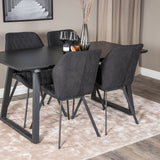 Inca Extentiontable - Černá top / černá Nohy+Gemma Jídelní židle - Černé nohy - Black Fabric_4