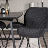 Inca Extentiontable - Černá top / černá Nohy+Gemma Jídelní židle - Černé nohy - Black Fabric_4