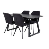 Inca Extentiontable - Černá top / černá Nohy+Gemma Jídelní židle - Černé nohy - Black Fabric_4