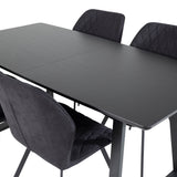 Inca Extentiontable - Černá top / černá Nohy+Gemma Jídelní židle - Černé nohy - Black Fabric_4