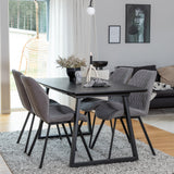 Rozšiřitelný Inca - černý top / černé nohy+jídelní židle Gemma - černé nohy - šedá látka_4