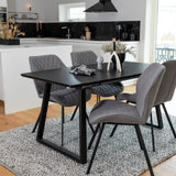 Rozšiřitelný Inca - černý top / černé nohy+jídelní židle Gemma - černé nohy - šedá látka_4