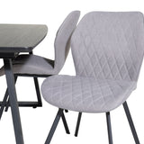 Rozšiřitelný Inca - černý top / černé nohy+jídelní židle Gemma - černé nohy - šedá látka_4