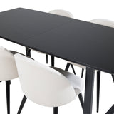 Rozšiřitelný Inca - černý top / černé nohy + sametová jídelní židle manšestr - béžová / černá_4