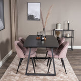 Inca Extentiontable - Černá top / černá Nohy+Velvet Jídelní židle Manšestr - Růžová / Černá_4