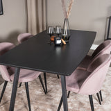Inca Extentiontable - Černá top / černá Nohy+Velvet Jídelní židle Manšestr - Růžová / Černá_4