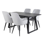 Rozšiřitelný Inca - černý vrch / černé nohy + komfortní jídelní židle - černé nohy / světle šedý manšestr _4