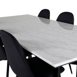 Estelle Jídelní stůl 200*90*H76 – Bílá / Černá+Polární jídelní židle – Černé nohy – Černá Fabric_6