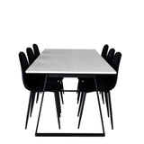 Estelle Jídelní stůl 200*90*H76 - Bílá / Černá + Polar Diamond Jídelní židle - Černé nohy - Black Velvet_6
