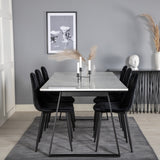 Estelle Jídelní stůl 200*90*H76 - Bílá / Černá + Polar Diamond Jídelní židle - Černé nohy - Black Velvet_6