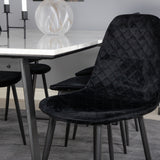 Estelle Jídelní stůl 200*90*H76 - Bílá / Černá + Polar Diamond Jídelní židle - Černé nohy - Black Velvet_6