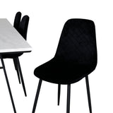 Estelle Jídelní stůl 200*90*H76 - Bílá / Černá + Polar Diamond Jídelní židle - Černé nohy - Black Velvet_6