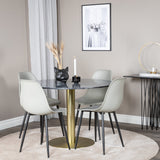 Estelle kulatý jídelní stůl ø106 H75 - černá / mosaz+polární plastová jídelní židle - černé nohy / šedý plast_4