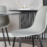 Estelle kulatý jídelní stůl ø106 H75 - černá / mosaz+polární plastová jídelní židle - černé nohy / šedý plast_4