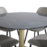 Estelle kulatý jídelní stůl ø106 H75 - černá / mosaz+polární plastová jídelní židle - černé nohy / šedý plast_4