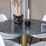 Estelle kulatý jídelní stůl ø106 H75 - černá / mosaz+polární plastová jídelní židle - černé nohy / bílý plast_4