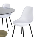 Estelle kulatý jídelní stůl ø106 H75 - černá / mosaz+polární plastová jídelní židle - černé nohy / bílý plast_4