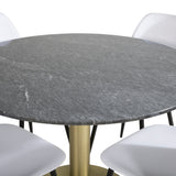 Estelle kulatý jídelní stůl ø106 H75 - černá / mosaz+polární plastová jídelní židle - černé nohy / bílý plast_4