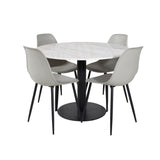 Kulatý jídelní stůl Estelle ø106 H75 - Bílá / Černá+Polar Plastová jídelní židle - Černé nohy / Šedá Plast_4