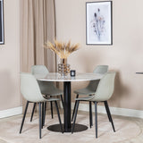 Kulatý jídelní stůl Estelle ø106 H75 - Bílá / Černá+Polar Plastová jídelní židle - Černé nohy / Šedá Plast_4