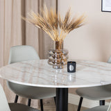 Kulatý jídelní stůl Estelle ø106 H75 - Bílá / Černá+Polar Plastová jídelní židle - Černé nohy / Šedá Plast_4