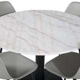 Kulatý jídelní stůl Estelle ø106 H75 - Bílá / Černá+Polar Plastová jídelní židle - Černé nohy / Šedá Plast_4