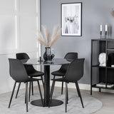 Estelle kulatý jídelní stůl ø106 H75 - černá / černá + plastová jídelní židle Polar - černé nohy / černý plast_4