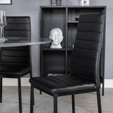 Estelle kulatý jídelní stůl ø106 H75 - černá / černá + štíhlá jídelní židle s vysokým opěradlem - černé nohy - černá PU_4