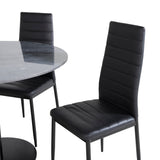 Estelle kulatý jídelní stůl ø106 H75 - černá / černá + štíhlá jídelní židle s vysokým opěradlem - černé nohy - černá PU_4